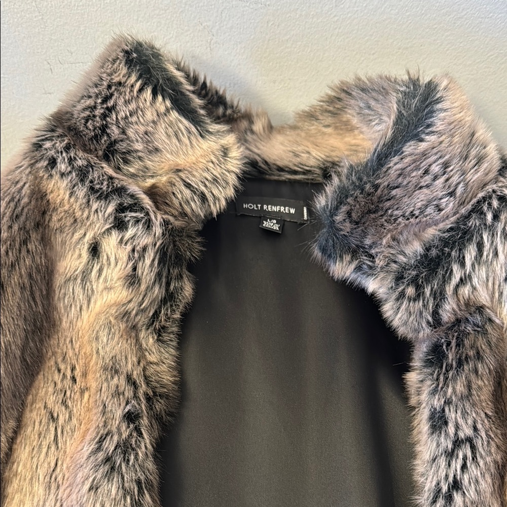 Women's Rabbit Fur Coat - Brown and white vest
